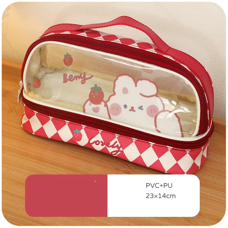 Kiwaii Large Capacity Double Layer Pencil Case