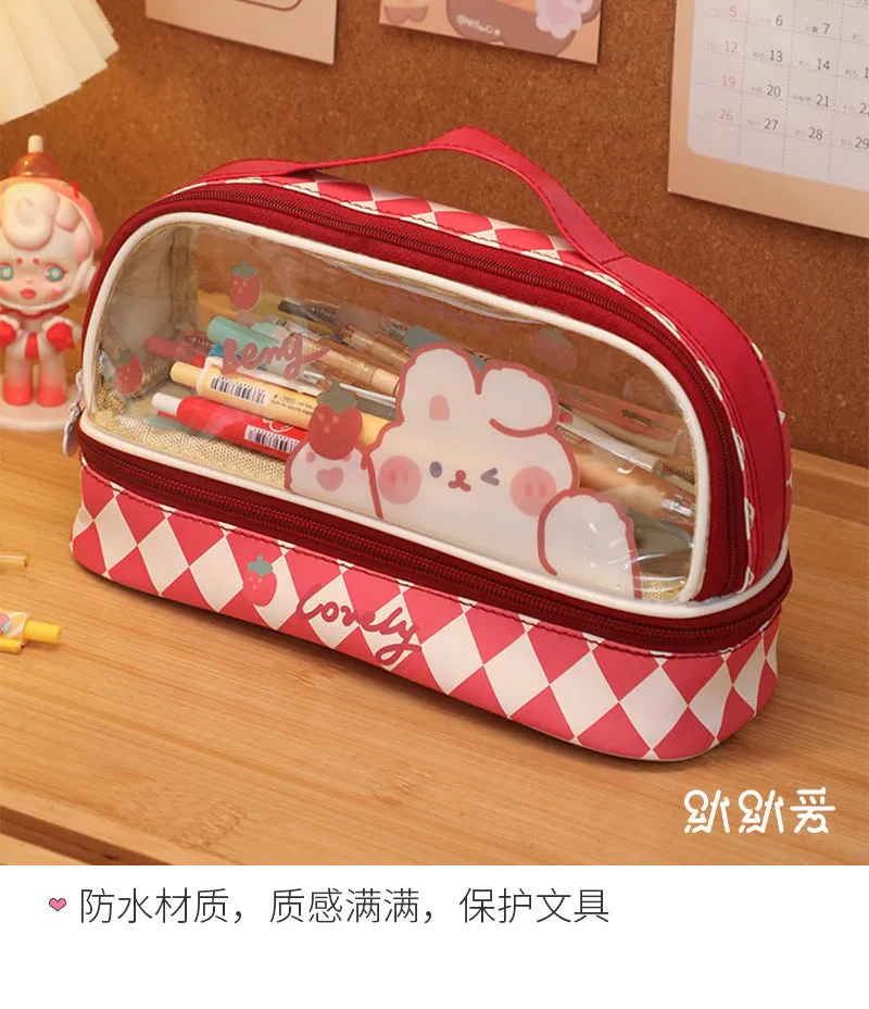 Kiwaii Large Capacity Double Layer Pencil Case