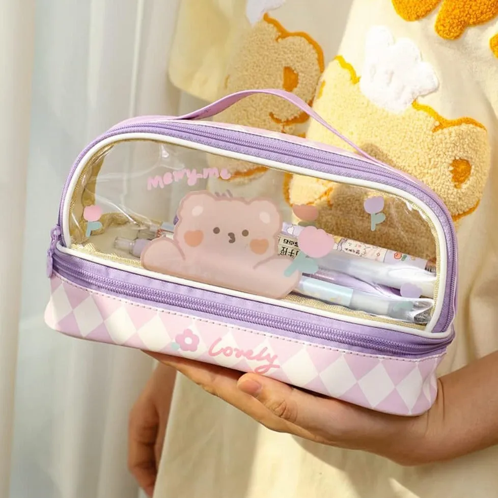 Kiwaii Large Capacity Double Layer Pencil Case